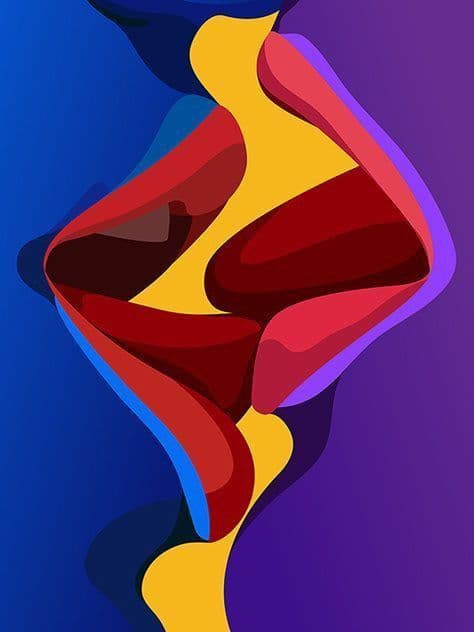 Illustration abstraite et colorée évoquant l'intimité et la sensualité
